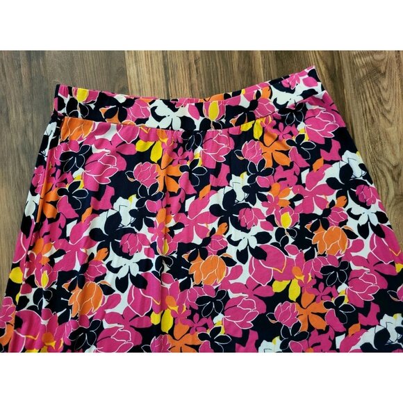 Navy Pink Floral Stretchy Pull On A-line Maxi Skirt Sz 22/24 Jessica London - Picture 3 of 5